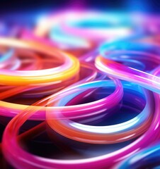 Poster - A close up of a bunch of colorful plastic rings. Generative AI.