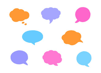 Wall Mural - hand-drawn doodle speech bubble frames. set of the colorful vector text boxes isolated on a transpar