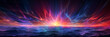 Futuristic cosmic colorful banner landscape. Copy space for text.