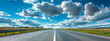 Isolation of straight highway road with clouds