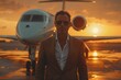 © Oleksandr - Successful entrepreneur poses by business jet on tarmac: symbol of affluence.