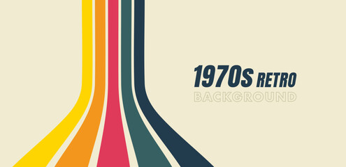 Wall Mural - retro vintage background in 70s style with colorful stripes. fun abstract trendy 1970s poster. minim