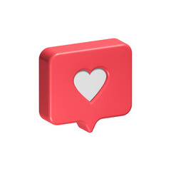 Fototapete - love icon chat bubble symbol red 3d