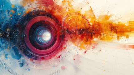 Aufkleber - A vibrant and colorful abstract vortex with dynamic splashes of paint, suggesting creativity and energetic movement