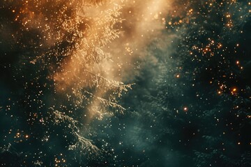 Fototapete - A particle-filled composition creating an ethereal atmosphere, An ethereal ambiance crafted through particle-filled composition.