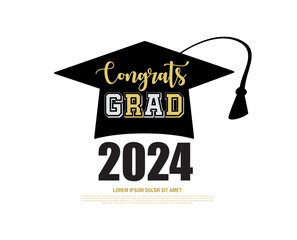 Wall Mural - class of 2024 congratulations graduates vector graphic design