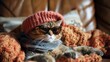 Fashionista Felines Cinematic shots of cats wearing tiny hats scarves or sunglasses strutting their stuff with feline  AI generated illustration