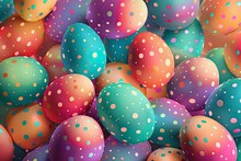 Colorful Easter Eggs Background - Generative Ai