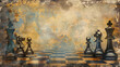 Vintage chess themed background, chess wallpaper, chess game