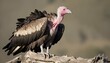 A Vulture With Its Feathers Ruffled Preparing To
