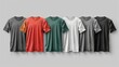 A set of realistic vector t-shirt mockups, providing a detailed basis for apparel design