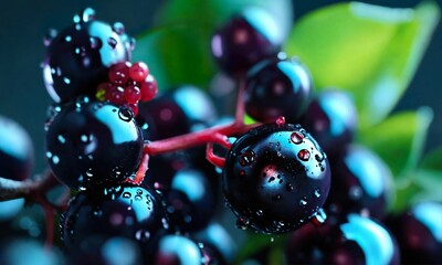 Wall Mural - Bunch of grapes with details of the berries and skin, close-up photography ,hyperdetailed, hyperrealistic