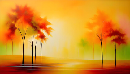 Wall Mural - An abstract painting with soft, muted colors blending together