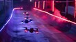 Futuristic Drone Races Detailed shots of futuristic drone races and aerial competitions illuminated by neon lights showcasing h  AI generated illustration