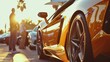 Supercar Showcases Cinematic shots of supercar showcases and automotive expos featuring the latest models concept cars and tech  AI generated illustration