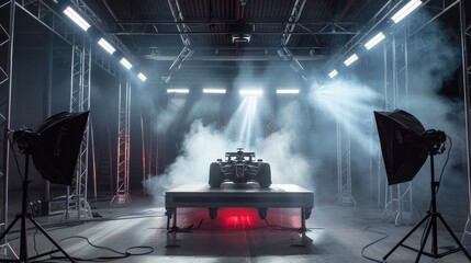 Poster - Performance Prowess Professional photographs showcasing the performance prowess of a product on a podium with action shots conv AI generated illustration