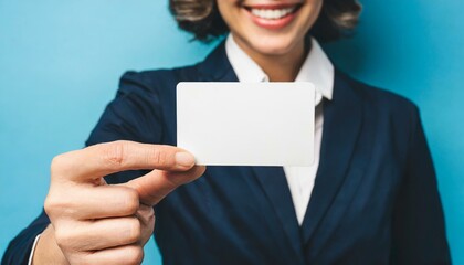 Succesful Entrepreneur holding a White Business Card - Business Card Mockup - Greetings Card for Personal Promotion