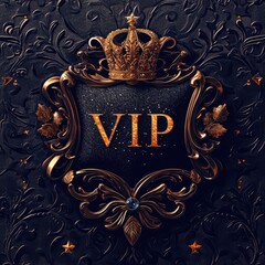 Vip v.i.p. sign logo text: a sophisticated blend on busines card, banner, and background, encapsulating exclusivity and luxury for an elite and distinguished corporate identity.