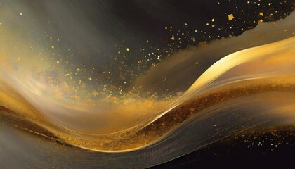 Wall Mural - beautiful dark abstract background with wave shaped golden dust splash