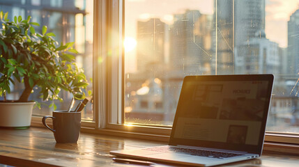 laptop on the office desk. business concept