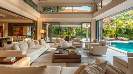 Aufkleber - Luxury Living Detailed photographs of upscale residential properties highlighting lavish interiors premium amenities and exquis  AI generated illustration