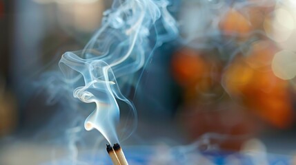 Leinwandbilder - Smoke spiraling up from an incense stick    AI generated illustration
