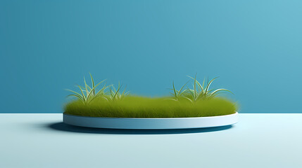 Wall Mural - Empty podium with grassland plants, natural plants