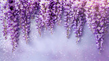 Fototapeta Kwiaty - Wisteria flowers with glitter bokeh background. Copy space.	