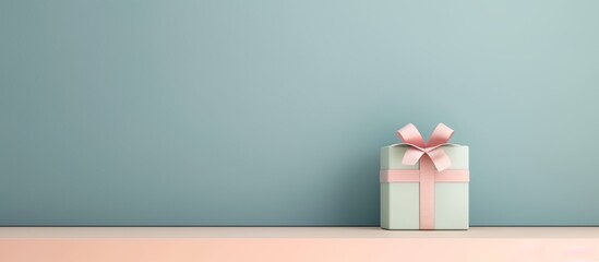 Wall Mural - a pink gift box with a bow