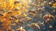 cf2 A million bees are busy in the hive, surrounding blur, knitted style,, AI Generative