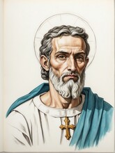 Portrait Painting Of Saint Lazarus Illustration Art Plain White Background From Generative AI