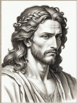 Portrait painting of Saint John the Baptist of God illustration art plain white background from Generative AI