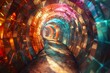 A tunnel of twisting prisms, creating a vortex of light and shadow