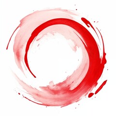 Wall Mural - Red circle swirl watercolor brush stroke