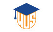 WUS initial letter academic logo design vector template. school college logo, university logo, graduation cap logo, institute logo, educational logo, library logo, teaching logo, book shop, varsity