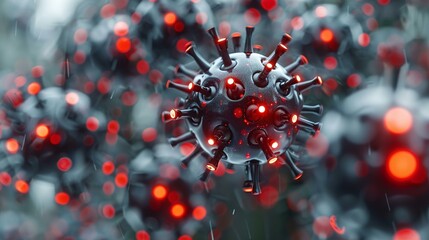 Wall Mural - A 3D model of a virus mutating to bypass the latest robotic security measures