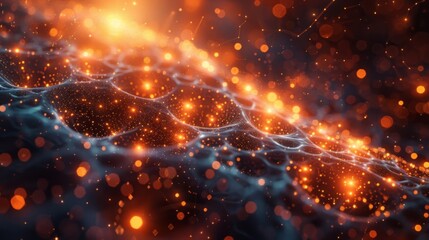 A macro view of a galaxy with countless stars and planets connected by shimmering threads revealing the intricate and seamless nature of the cosmic web.