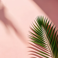 Wall Mural - Tropical palm leaves on pastel pink background. Minimal summer concept.