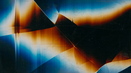 Wall Mural - cracked screen. matrix distortion. broken glass. blue orange white color glitch noise dust scratches
