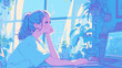 © Lemonade - 部屋でくつろぐ女の子　AI