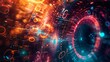 When blackhole and technology mixed in space art background wallpaper