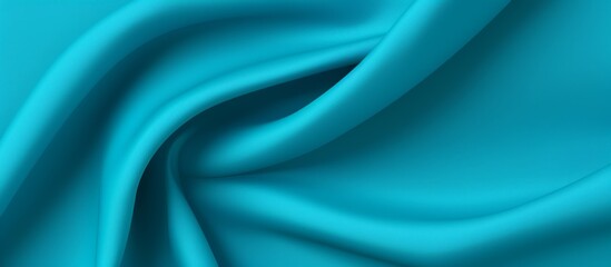 Poster - Closeup view of electric blue satin fabric with undulating waves pattern, showcasing shades of aqua, azure, and purple