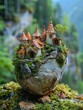 A fairy village nestled in a thimble