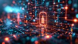 Fototapeta Konie - A futuristic digital security concept with advanced encryption algorithms and futuristic technology symbols 
