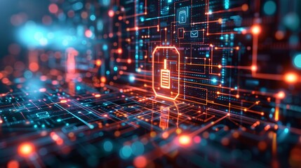 Poster - a futuristic digital security concept with advanced encryption algorithms and futuristic technology 