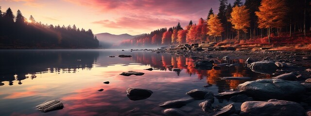 Poster - Tree in the lake at sunset