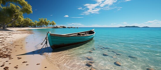 Poster - Colorful canoe on tropical sandy beach