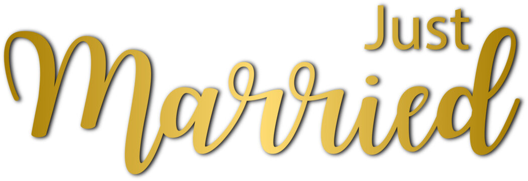 Golden Colored just married luxurious lettering