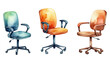 © Woeng Studio - Office chairs watercolor concept  or desk chairs . Furniture for Interior in watercolor design. Vector illustration
