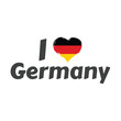 I love Germany text lettering vector. T shirt or souvenir design with flag heart.